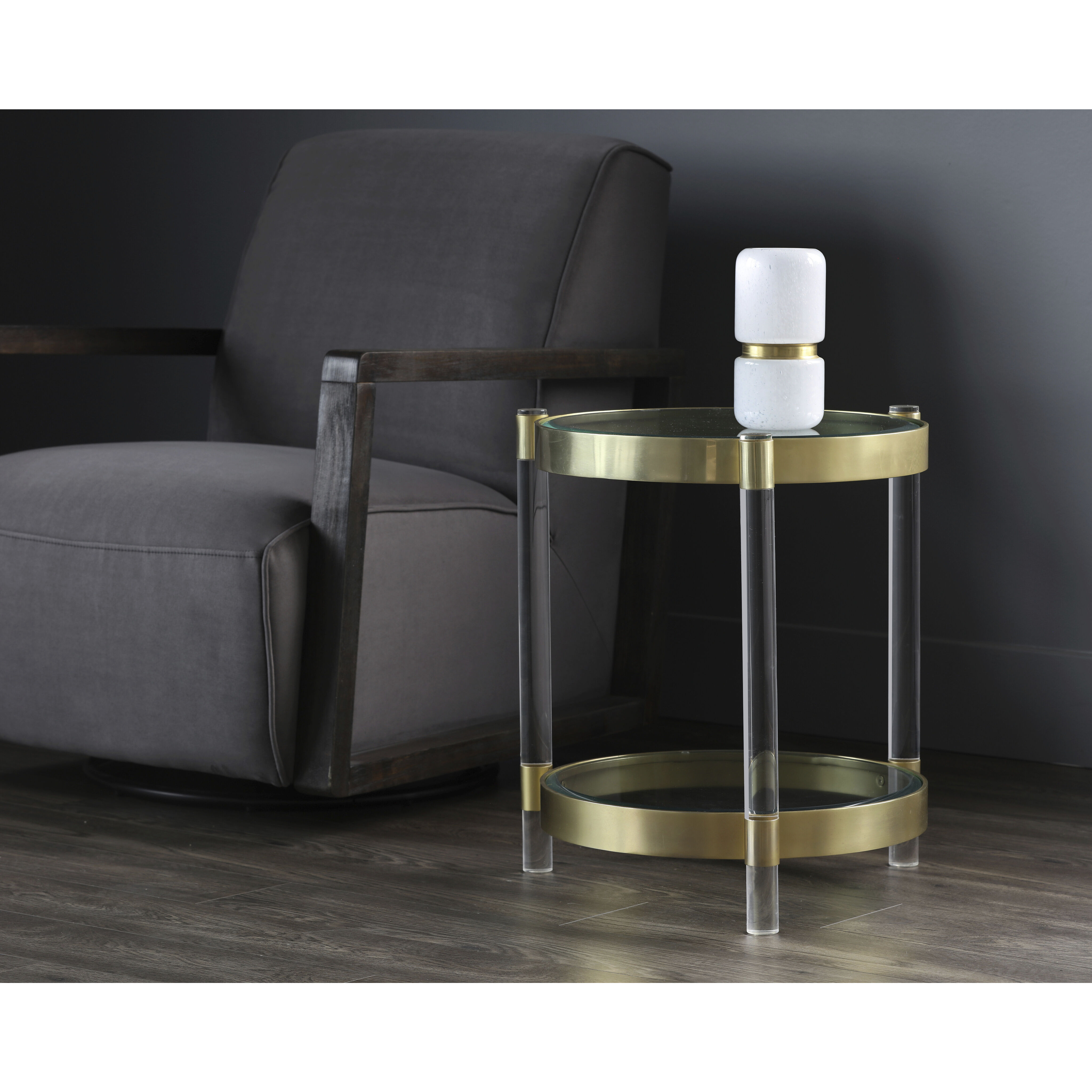 York 21.5 X 19.5 inch Brass End Table